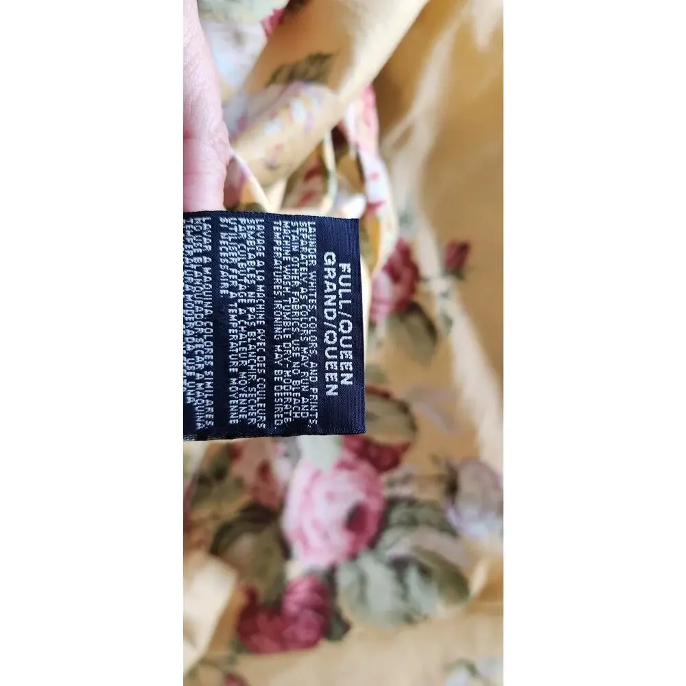 Sold! Vintage Ralph Lauren Kathleen Cotton Sateen Full Duvet Yellow Red Floral